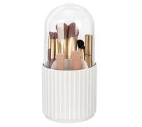 JessLab Makeup Brush Holder Organizer with Lid, 360 Degree Rotatable Spinning Cosmetics Holder Display for Bathroom Vanity Countertop, White