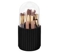 JessLab Makeup Brush Organizer with Lid, 360 Degree Rotatable Spinning Cosmetics Holders Brush Storage Box Display for Bathroom Vanity Countertop, Black
