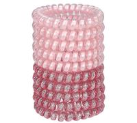 JessLab Spiral Hair Ties, 10 Pcs Traceless Phone Cord Bracelet Plastic Coil Ponytail Holders No-Damage Accessory for Girls Women Ladies, Color Assorted, Set 49