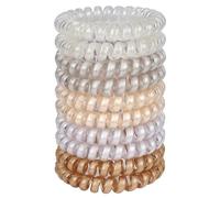 JessLab Spiral Hair Ties, 10 Pcs Traceless Phone Cord Bracelet Plastic Coil Ponytail Holders No-Damage Accessory for Girls Women Ladies, Color Assorted, Set 48