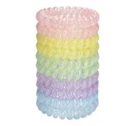 JessLab Spiral Hair Ties, 10 Pcs Traceless Phone Cord Bracelet Plastic Coil Ponytail Holders No-Damage Accessory for Girls Women Ladies, Color Assorted, Set 54