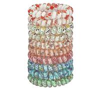 JessLab Spiral Hair Ties for Women, 10pcs No-Damage, Traceless Ponytail Holders, Assorted Colors, Cute Plastic Coil Hairbands for Ladies & Girls, Assorted Colors