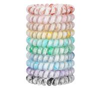 JessLab Spiral Hair Ties for Women, 10pcs No-Damage, Traceless Ponytail Holders, Assorted Colors, Cute Plastic Coil Hairbands for Ladies & Girls, Assorted Colors