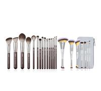 Jessup 15pcs Brown Makeup Brushes Set T498 and 7pcs Dual Ended Makeup Brush Set