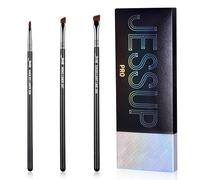 Jessup Angled Eyeliner Brush Set,3pcs Pro Precision Eye Liner Brush Fine Winged Ultra Thin Slanted Gel Liquid EyeLiner Makeup Brushes, Black T345