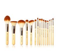 Jessup Bamboo Handles 15pcs Foundation Face Power Cream Concealer Buffer Blushes Handmade Fiber Hair Beauty Makeup Set &Kit T140