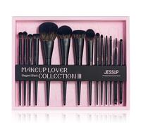 Jessup Black Makeup Brushes 14Pcs Make up Brushes Gift Set for Women Kabuki Foundation Eyeshadow Contour Concealer Powder Eyeliner Crease Eyebrow Blending Brush Set Gift for Female,T336-G