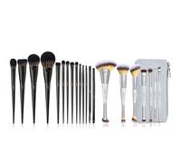 Jessup Black Makeup Brushes Set 14Pcs T336 and 7pcs Dual Ended Makeup Brush Set T520