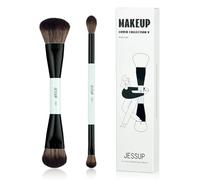 Jessup Brush Set Make Up Brush Set, 2-Piece Makeup Brush, 4-in-2 Duo-End Brush Basic Collection, Foundation Contour Highlighter Eyeshadow Brush, Light Cyan T502