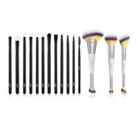 Jessup Eyeshadow Brush Set 12pcs Black T322 and Jessup 3pcs Dual Ended Face Makeup Brush Set T521