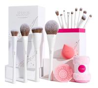Jessup Makeup Brush Gift Set for Women with Sponge Cleaner and Towel T333