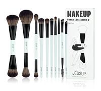 Jessup Makeup Brushes Set 10pcs Double Sided Face & Eye Makeup Brushes T500 | Ultra-Soft Synthetic Foundation, Contour, Eyeshadow, Eyeliner Brush Set, Flawless Everyday Blending, Beginner-Friendly Gift