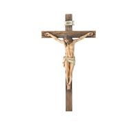 Jessus Christ Crucifix Wall,Resin Chirst for Church,Chapels, Wall Crucifix - Distressed Wooden Finish Christ Crucifixion,Traditional INRI Sign for Home Altar or Church (Dark (Khaki, 24.5X13.8X3.8cm)