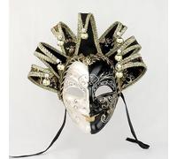Jester Mask Venetian Masquerade Ball Mask Carnival Party Costume Mask | Bell Bells Black White Full Face Mask Carnival Prom Home Decor Halloween Jester Mask Venetian Masquerade Mask