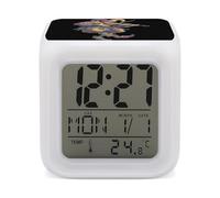Jester Playing Violin Funny Digital Alarm Clock 7 Color Changing