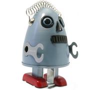 Jesters Egg man tin wind up robot Blue mechanical clockwork retro tin toy replica