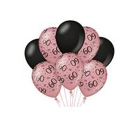 Jesters Party 65th Birthday Balloons for Party Decorations - Pink and Black 30cm Latex Number Balloons, Pack of 8 Balloons for Birthday or Anniversary Decoration