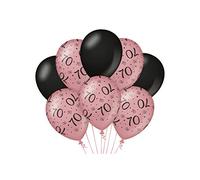 Jesters Party 70th Birthday Balloons for Party Decorations - Pink and Black 30cm Latex Number Balloons, Pack of 8 Balloons for Birthday or Anniversary Decoration