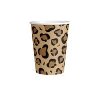 Jesters Party 8pcs Leopard Paper Cups for Party Celebration - 9cm Nature Themed Multicolour Party Cups - Disposable Cups for Happy Birthday Decoration, Party Supplies, Fun Table Decorations
