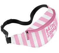 "Jesters Party Bride Squad Fanny Pack, Pink Striped Bum Bag with Adjustable Strap, Hen Party Bridal Accessory"