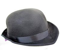 Jesters Party Classic Bowler Hat, Black Felt with Satin Band