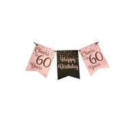 Jesters Party Happy Birthday Banner for 60th Birthday Decorations - Pink and Black Printed Party Flag Banner for Birthday Party Decorations - (8.5 x 8.5 x 7.5) cm