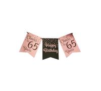 Jesters Party Happy Birthday Banner for 65th Birthday Decorations - Pink and Black Printed Party Flag Banner for Birthday Party Decorations - (8.5 x 8.5 x 7.5) cm