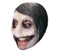 Jesters Party Killer Jeff Chinless Latex Halloween Head Mask, Terrifying, Realistic, Hand-Painted, Movable Mouth Area