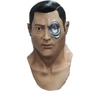 Jesters Party Licenced Terminator T-1000 Full Head & Neck Latex Horror Halloween Mask, Stringy Hair, Ghoulish Mexico Detail, Hidden Seeing Slits