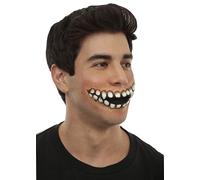 Jesters Party Mouth of Teeth Creepy Grin Latex Prosthetic Wound Face Mask for Halloween, Zombie, Trick or Treat, Use with Makeup and Fake Blood