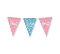 Jesters Party Multicolour Gender Reveal Foil Bunting for Party Decorations - 10 Metres Double-sided Boy & Girl Printed Party Flags for Baby Shower - Party Supplies for Indoor and Outdoor Events