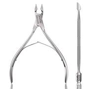 Jestilo Cuticle Remover Tool Set Cutter and Pusher - Stainless Steel Professional Nipper Nail Care Tools Salon Level Mani-Pedi at Home Silver (Silver) (JC-NP-S)