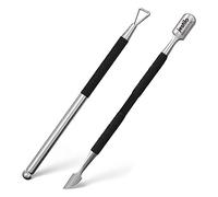 Jestilo Stainless Steel Cuticle Pusher and Nail Scraper (2 pack) - Dual Head UV Gel Polish Remover Tool, Cuticle Stick & Trimmer for Gel Nails, Fingernails & Toenails, Nail Care Kit (Black)