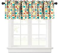 JESTRONRY Abstract Geometric Window Valance,Mid Century Fifties Modern Retro Colors Pattern, Curtain Valance for Kitchen Bedroom Decor with Rod Pocket W54xL18in