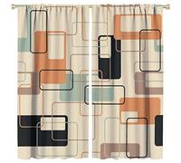 JESTRONRY Mid Century Blackout Curtains,Retro Square Design Modern Style Blackout Window Door Curtains for Bedroom Living Room Home Decor 42x45in