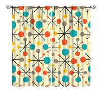 JESTRONRY Mid Century Curtains,Mid Century Fifties Modern Retro Colors Pattern Blackout Rod Pocket Window Drapes for Living Room Bedroom Kitchen Bathroom Home Decor 42x54in