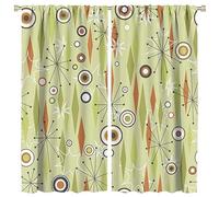 JESTRONRY Mid Century Curtains,Vintage 1950s Modern Retro Atomic Pattern Blackout Rod Pocket Window Drapes for Living Room Bedroom Kitchen Bathroom Home Decor 42x45in