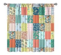 JESTRONRY Vintage Patchwork Floral Curtains, Patch Boho Flowers Country Wildflowers Rustic Splicing Design Home Fabric Living Room Bedroom Kitchen Bathroom Farmhouse Decor 42x54in