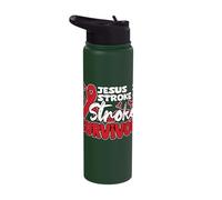 Jesus 1 Stroke 0 Stroke Survivor Stroke Awareness Month Stainless Steel Insulated Water Bottle
