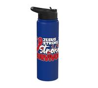 Jesus 1 Stroke 0 Stroke Survivor Stroke Awareness Month Stainless Steel Insulated Water Bottle