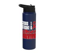 Jesus 1 Stroke 0 Stroke Survivor Stroke Awareness Stainless Steel Insulated Water Bottle