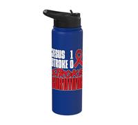 Jesus 1 Stroke 0 Stroke Survivor Stroke Awareness Stainless Steel Insulated Water Bottle