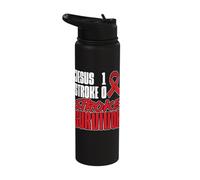 Jesus 1 Stroke 0 Stroke Survivor Stroke Awareness Stainless Steel Insulated Water Bottle