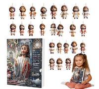 Jesus 2024, Nativity Scene, Nativity Scene Christmas With 24 2D Acrylic Religious Jesus Pendant, 24 Days Hanging Nativity Christmas Vacations Countdown