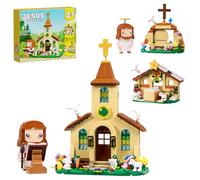 Jesus 3 in 1 Building Block Toy Set Compatible with Lego, Easter Nativity Scene Church Missionary and Resurrection, Religious Cross Jesus Figure Christmas, Christian Catholic Gift (454PCS)