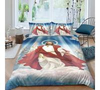 Jesus 3D for Childrens And Adults Printed Duvet Cover Set with Pillow Cases Jesus Quilt Bedding Set Double(200x200cm)