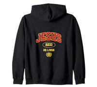 Jesus AD33 He Lives Christian Faith Zip Hoodie