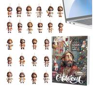 Jesus Advent Christmas Calendar | 2D Acrylic Religious Christian Jesus Decor - 24 Days Faith-Based Christmas Countdown Calendar Tree Ornaments - for Home Wall Car Rearview Mirror Family Vacation