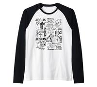 Jesus All Over Bible (Read for God so Loved The World ) Raglan Baseball Tee