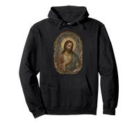 Jesus Ancient Fresco Sacred Icon Christian Devotional Art Pullover Hoodie
